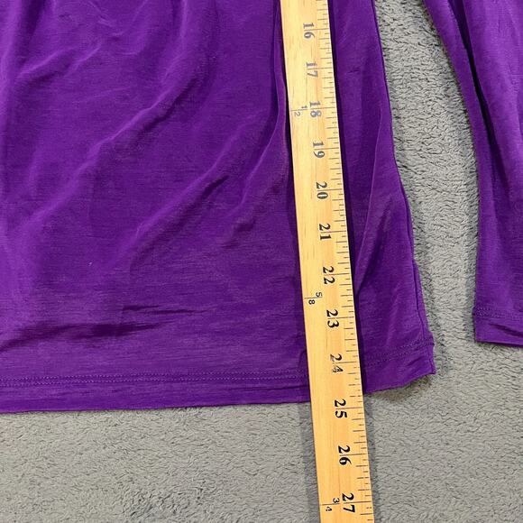 Worthington Purple Pullover Ruffled Neck Long Sleeve Blouse Women’s Size Medium - Picture 3 of 10